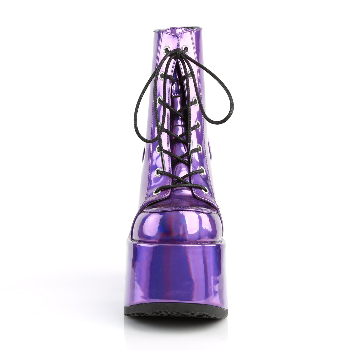 Demonia Cult Quality - "Camel-203" Boots - Purple Hologram Vegan Leather