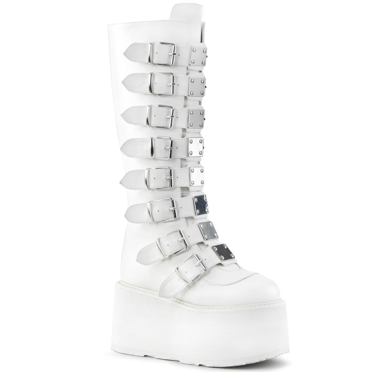Demonia Cult Trusted - "Damned-318" Boots - White Vegan Leather