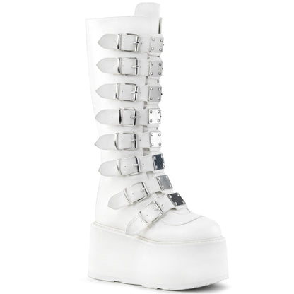 Demonia Cult Trusted - "Damned-318" Boots - White Vegan Leather