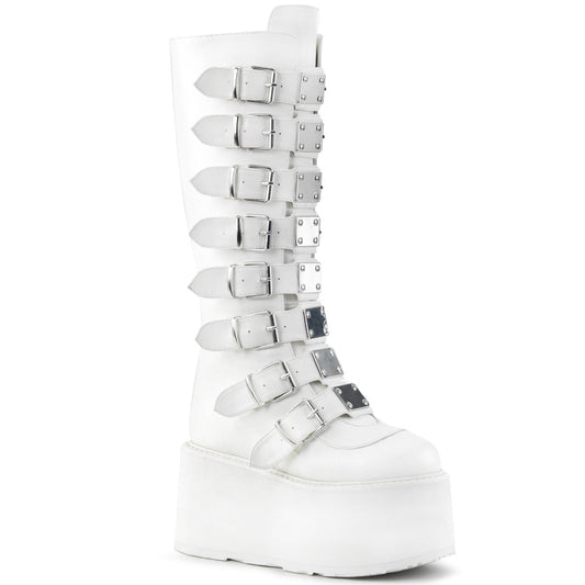 Demonia Cult Trusted - "Damned-318" Boots - White Vegan Leather