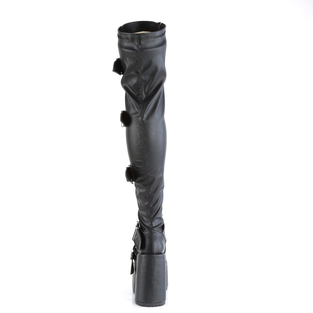 Demonia Cult Sale - "Camel-305" Boots - Black Stretch Vegan Leather
