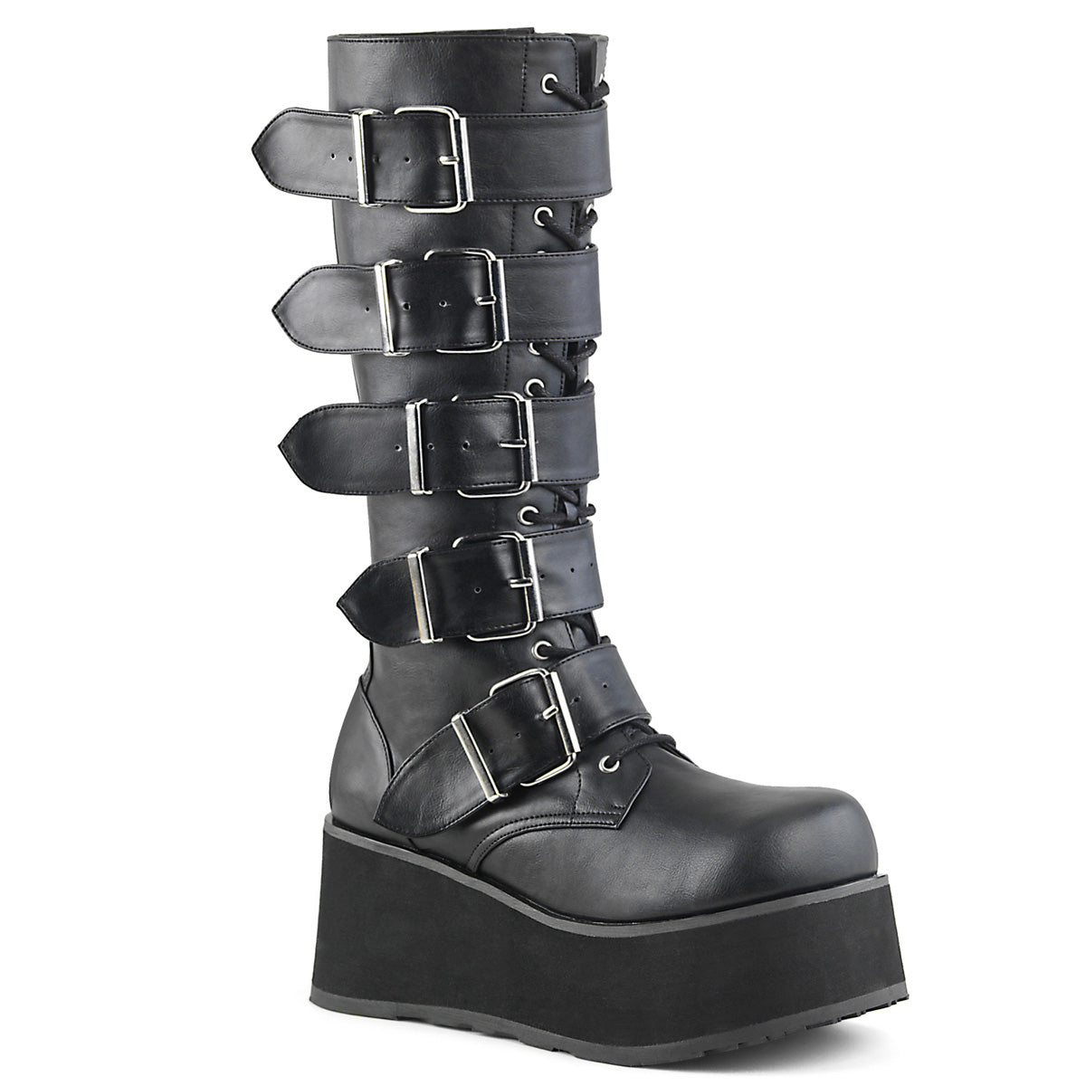 Demonia Cult Recommended - "Trashville-518" Boots - Black Vegan Leather