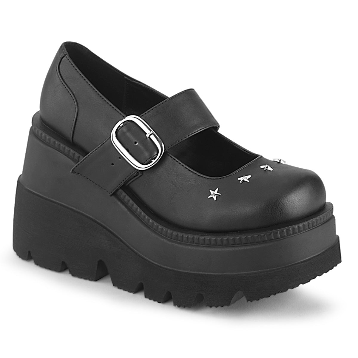 Demonia Cult Latest - "Shaker-23" Platforms - Black Vegan Leather