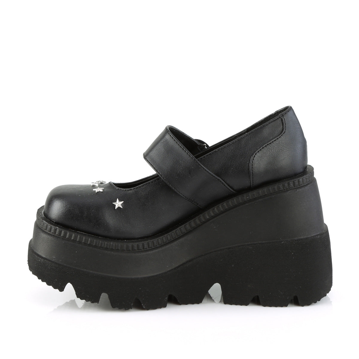 Demonia Cult Latest - "Shaker-23" Platforms - Black Vegan Leather