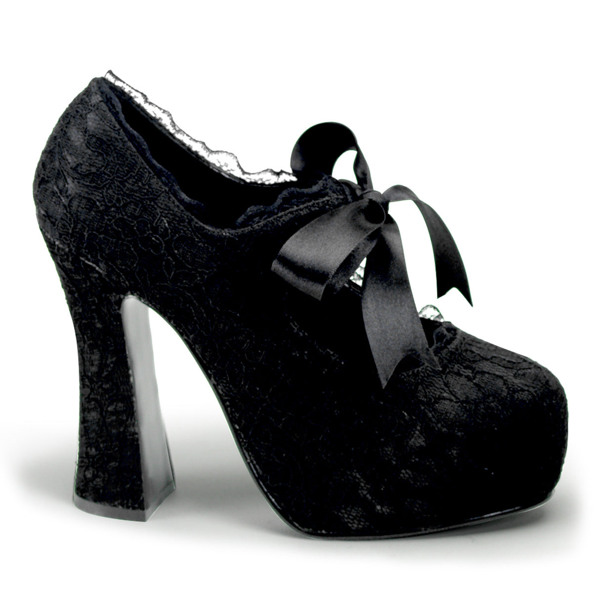 Demonia Cult Signature - "Demon-11" Platforms - Black Satin-Black Lace