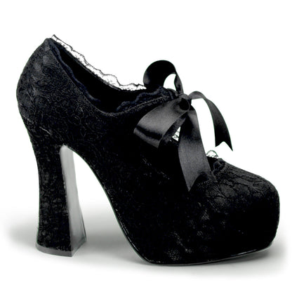 Demonia Cult Signature - "Demon-11" Platforms - Black Satin-Black Lace