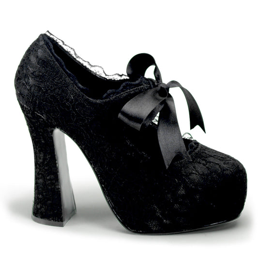 Demonia Cult Signature - "Demon-11" Platforms - Black Satin-Black Lace