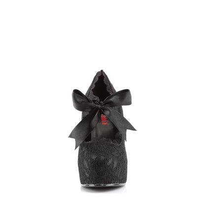 Demonia Cult Signature - "Demon-11" Platforms - Black Satin-Black Lace