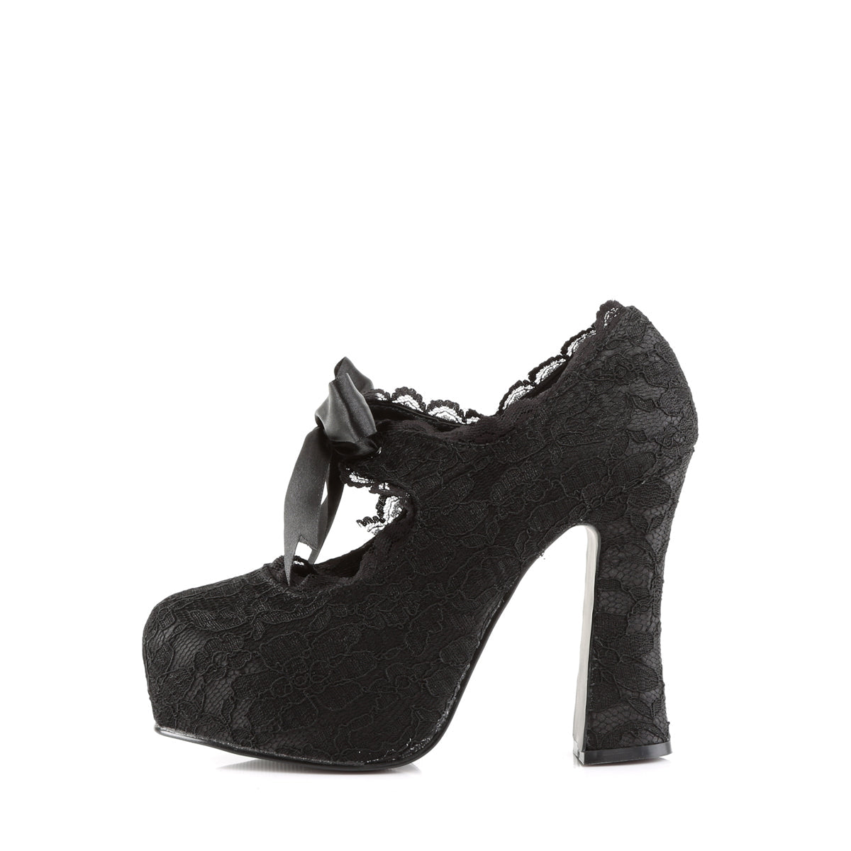 Demonia Cult Signature - "Demon-11" Platforms - Black Satin-Black Lace