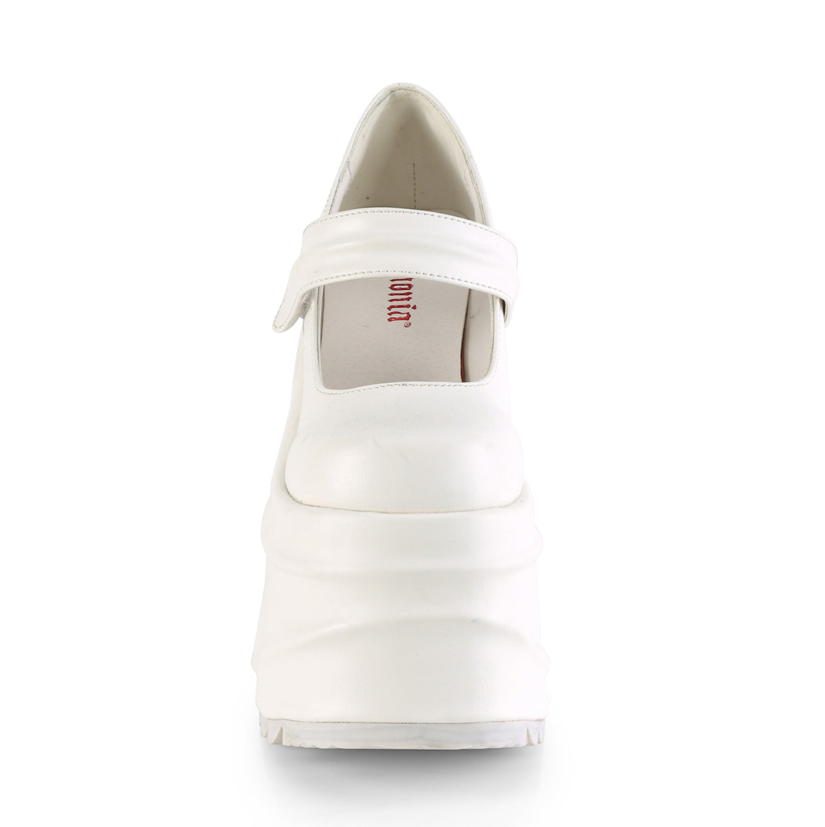 Demonia Cult Popular - "Wave-32" Platforms - White Vegan Leather