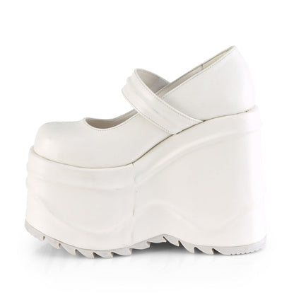 Demonia Cult Popular - "Wave-32" Platforms - White Vegan Leather