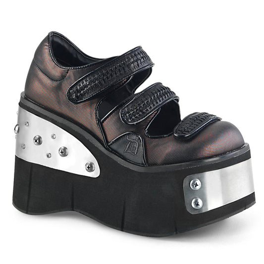 Demonia Cult Recommended - "Kera-13" Platforms - Black-Pewter Vegan Leather