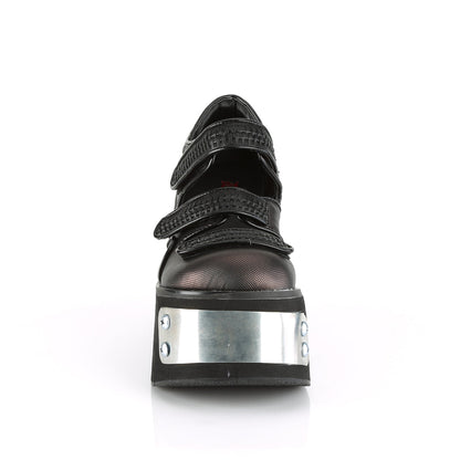 Demonia Cult Recommended - "Kera-13" Platforms - Black-Pewter Vegan Leather