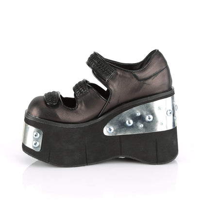 Demonia Cult Recommended - "Kera-13" Platforms - Black-Pewter Vegan Leather