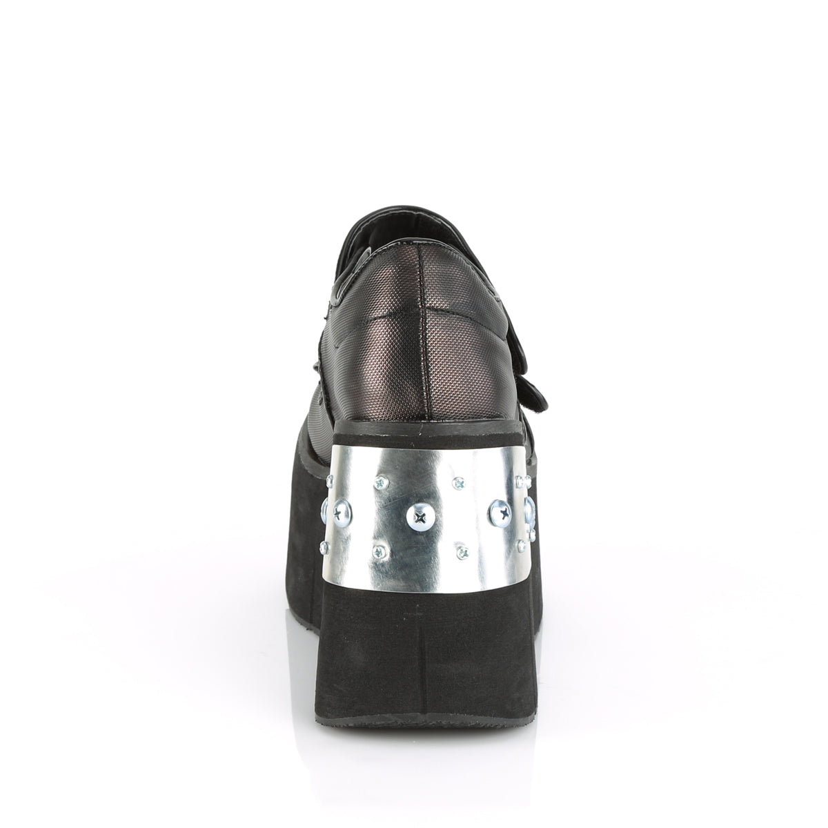 Demonia Cult Recommended - "Kera-13" Platforms - Black-Pewter Vegan Leather