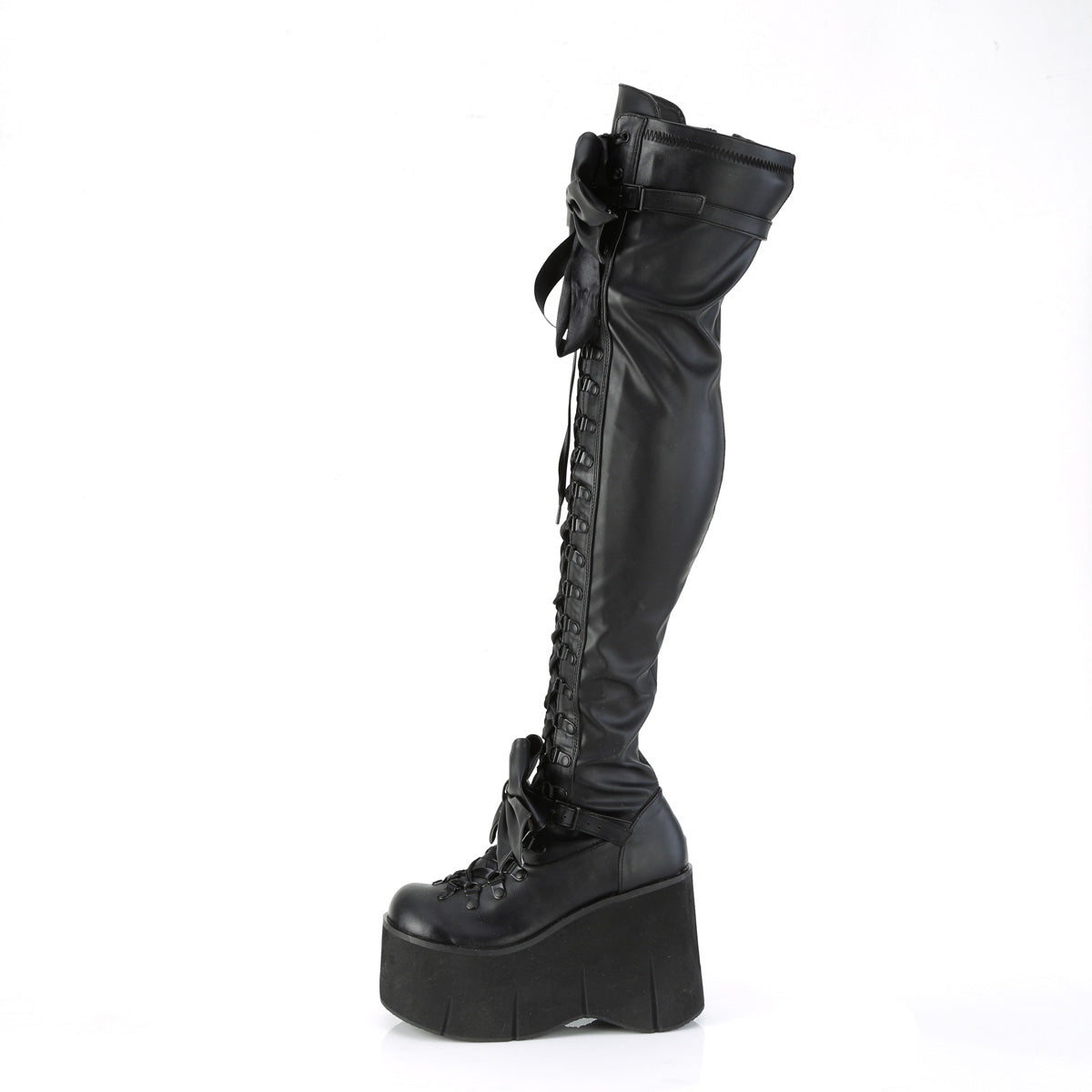 Demonia Cult Essential - "Kera-303" Boots - Black Stretch Vegan Leather