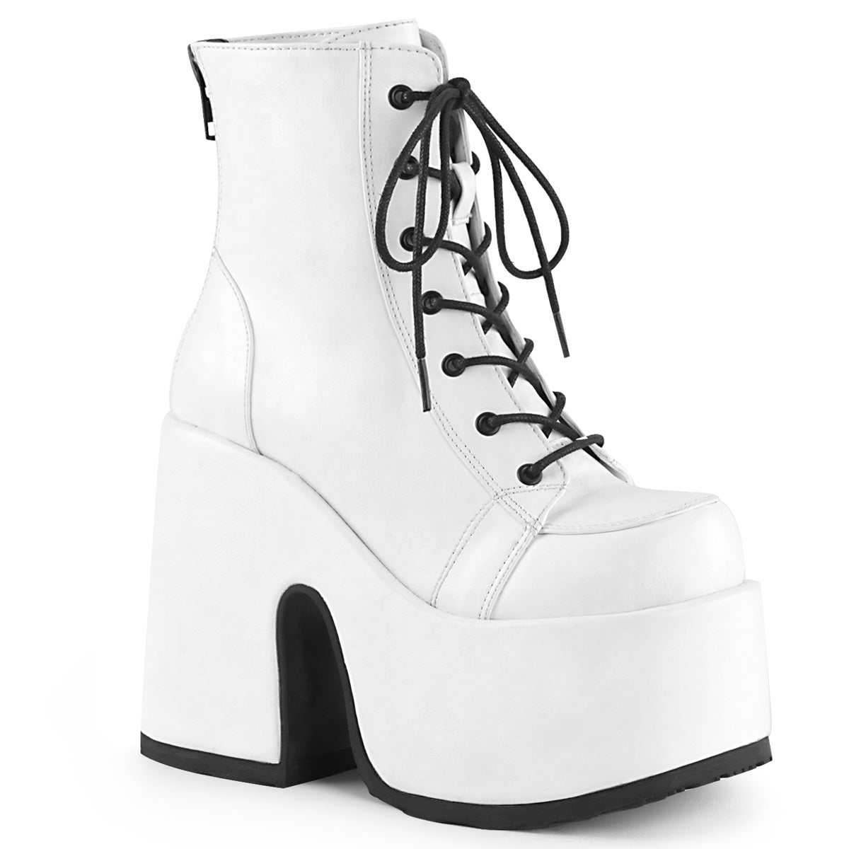 Demonia Cult Popular - "Camel-203" Boots - White Vegan Leather