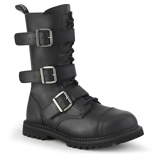 Demonia Cult Discount - "Riot-12BK" Boots - Black Vegan Leather