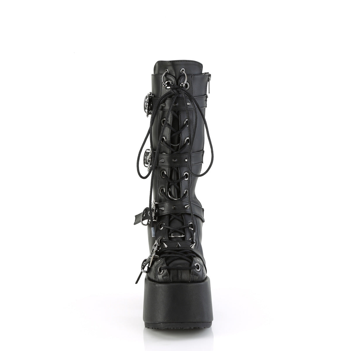 Demonia Cult Premium - "Camel-115" Boots - Black Vegan Leather