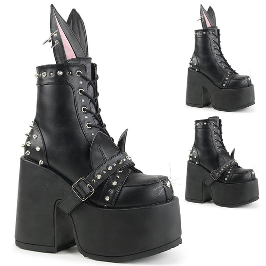 Demonia Cult Popular - "Camel-202" Boots - Black Vegan Leather