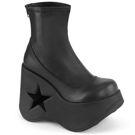 Demonia Cult Signature - "Dynamite-100" Boots - Black Stretch Vegan Leather