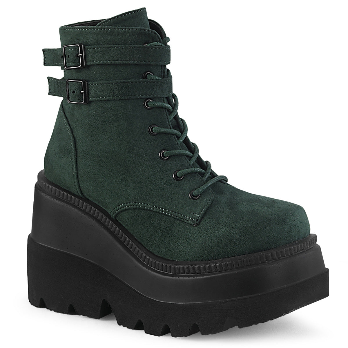 Demonia Cult Exclusive - "Shaker-52" Boots - Emerald Vegan Suede