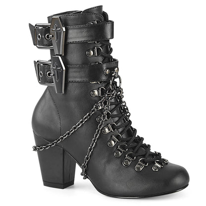 Demonia Cult Featured - "Vivika-128" Boots - Black Vegan Leather