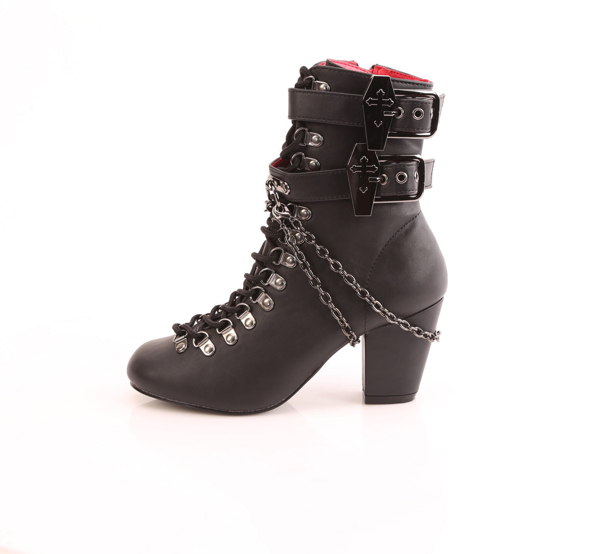 Demonia Cult Featured - "Vivika-128" Boots - Black Vegan Leather
