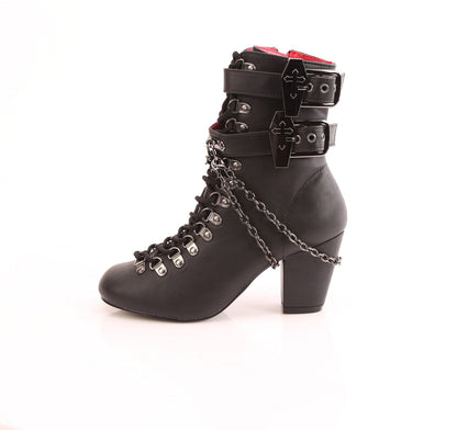 Demonia Cult Featured - "Vivika-128" Boots - Black Vegan Leather