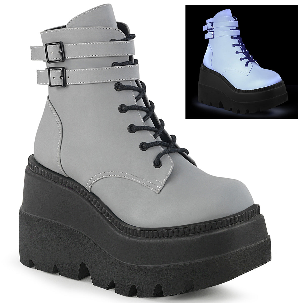 Demonia Cult Value - "Shaker-52" Boots - Gray Reflective