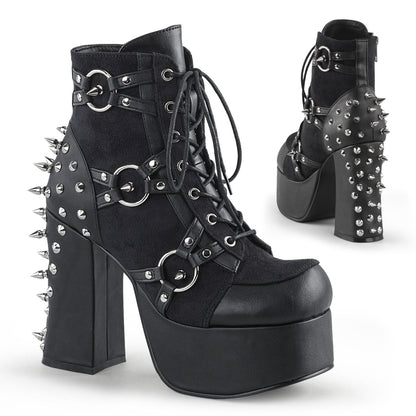 Demonia Cult Customer Favorite - "Charade-100" Boots - Black Vegan Leather-Suede