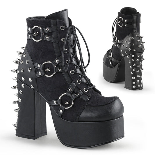 Demonia Cult Customer Favorite - "Charade-100" Boots - Black Vegan Leather-Suede