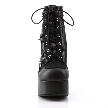 Demonia Cult Customer Favorite - "Charade-100" Boots - Black Vegan Leather-Suede