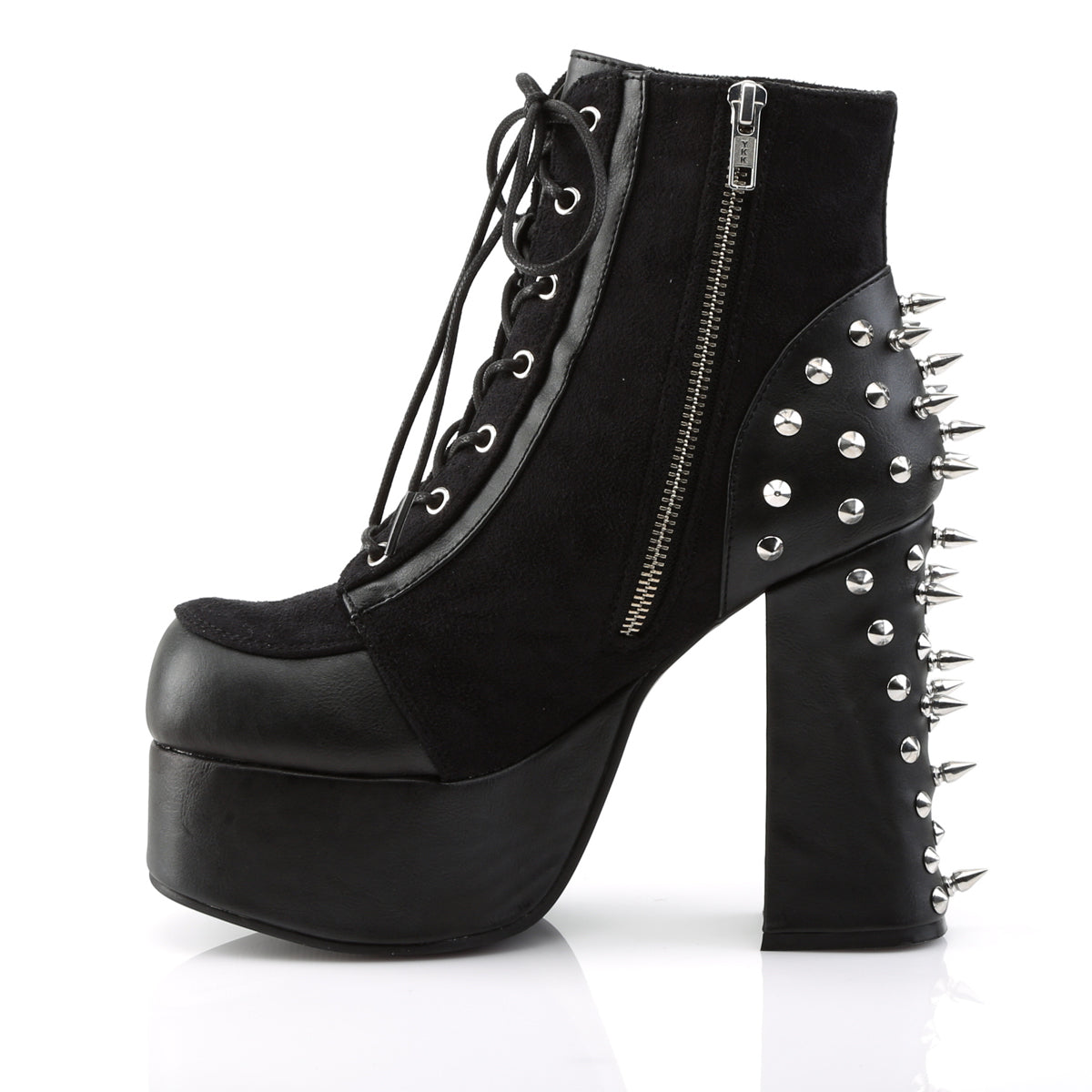 Demonia Cult Customer Favorite - "Charade-100" Boots - Black Vegan Leather-Suede