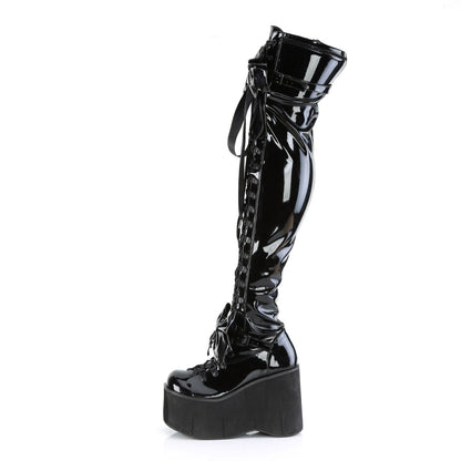 Demonia Cult Classic - "Kera-303" Boots - Black Stretch Patent