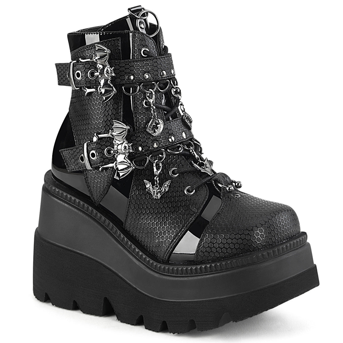 Demonia Cult Premium - "Shaker-66" Boots - Black Vegan Leather