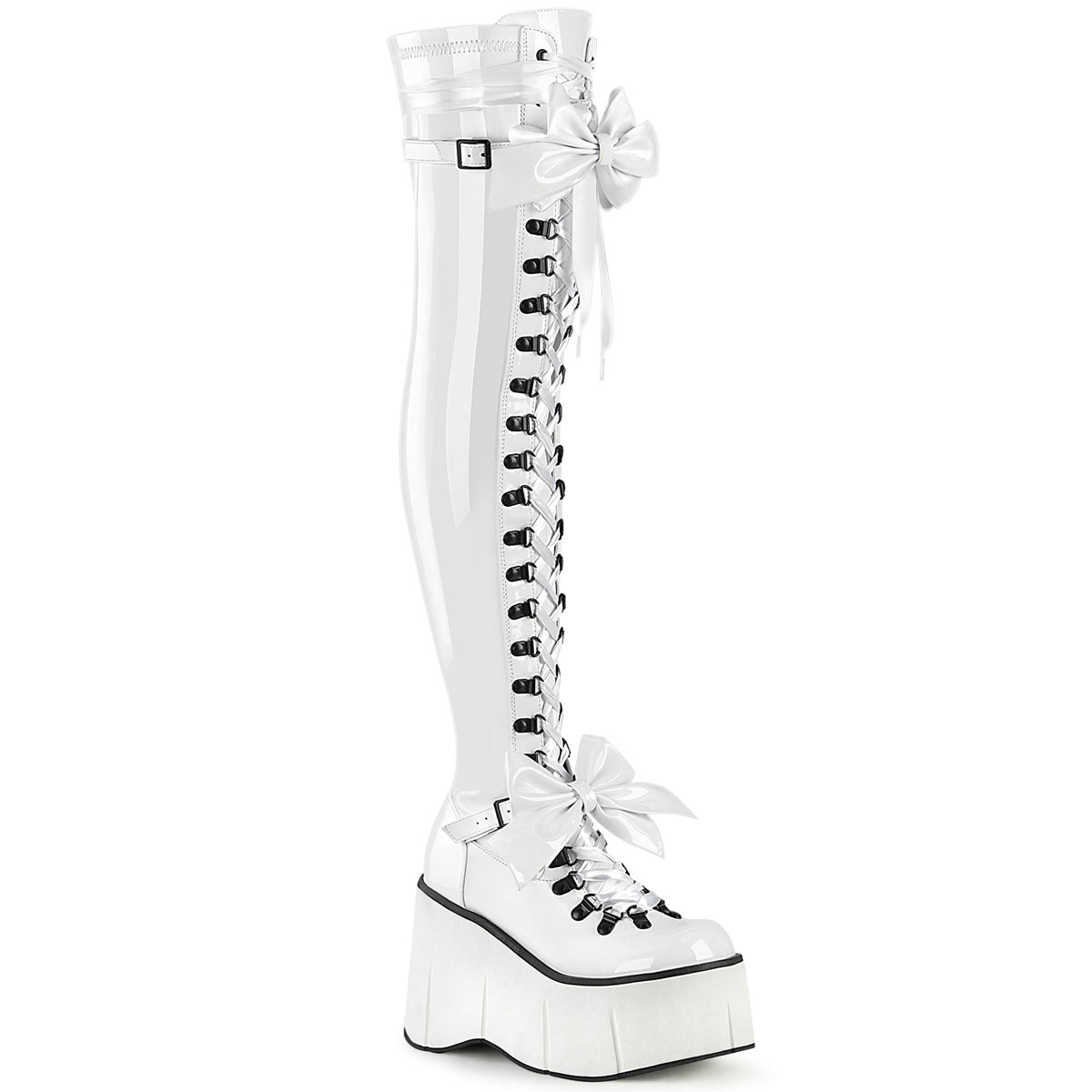 Demonia Cult New - "Kera-303" Boots - White Stretch Patent