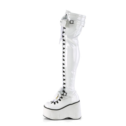 Demonia Cult New - "Kera-303" Boots - White Stretch Patent
